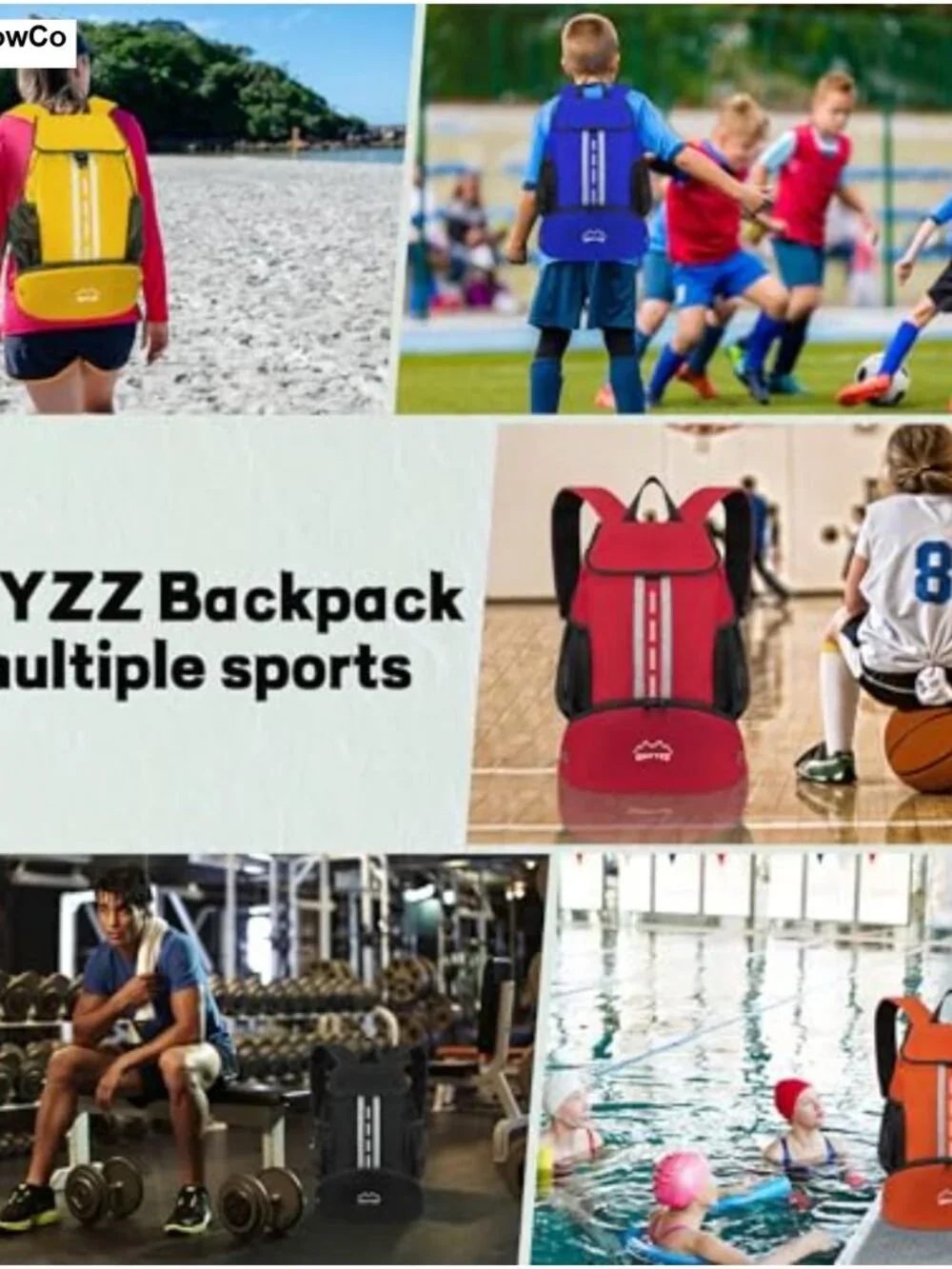 Nylon Drawstring Sports Backpack with Shoe Compartment Gym Bag